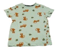 Světlezelené pyžamové tričko s tygry