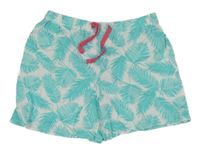 Bielo-azurové kraťasy s lístečky TCM