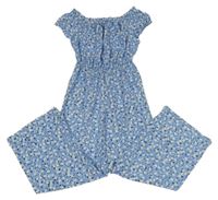 Modrý nohavicový overal s kvietkami New Look