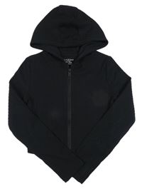 Čierna rebrovaná prepínaci crop mikina s kapucňou PRIMARK