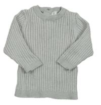 Svetlosivý melírovaný rebrovaný úpletový sveter M&S