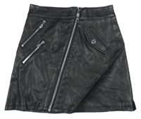 Čierna koženková prepínaci sukňa so zipy RIVER ISLAND