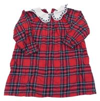 Červeno-tmavomodro/zeleno-biele kockované šaty s golierikom PRIMARK