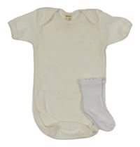 2Set - Smetanové body + bílé ponožky 