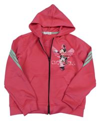 Tmavoružová prepínaci športová mikina s Minnie a kapucňou Adidas