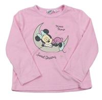 Ružové zamatové tričko s Minnie Disney