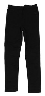 Čierne plátenné elastické skinny nohavice Next