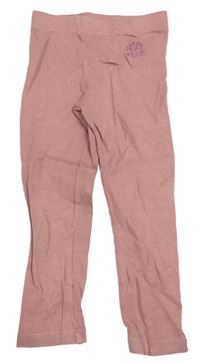 Starorůžové žebrované legíny s nápisem DKNY