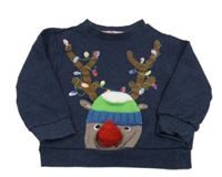 Tmavomodrá melírovaná mikina so sobom F&F