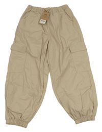 Nové - Béžové plátěné cargo cuff kalhoty Next