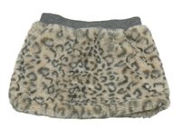 Béžová kožušinová podšitá sukňa s leopardím vzorom Fagottino
