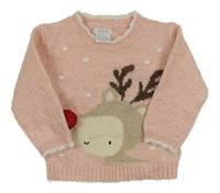 Ružový vlnený sveter so sobom Mamas&Papas
