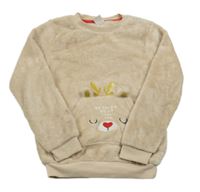 Béžová chlupatá mikina se sobem