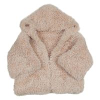 Růžová kožešinová bunda s kapucí