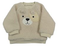 Světlebéžová huňatá podšitá mikina s medvědem Dunnes