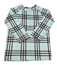 Světlemodro-čierno-biele kockované tričko