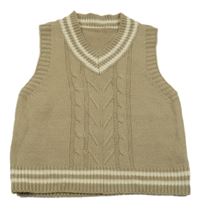 Hnedá svetrová vesta Shein