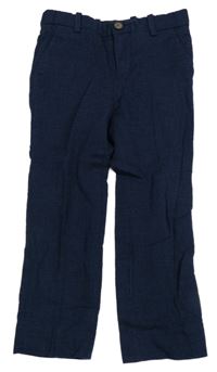 Tmavomodré ľanové chino nohavice H&M