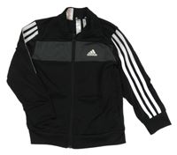 Černo-tmavošedá sportovní propínací mikina s logem Adidas