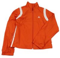 Červeno-biela šušťáková športová bunda s logom Adidas