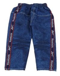 Modré kalhoty riflového vzhledu s pruhem Reebok