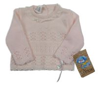 Nové - Světlerůžový svetr s perforovaným vzorem