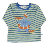 Modro-zelenkavo-bílé pruhované sametové triko s hvězdicí Ergee