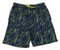 Tmavomodro-neónově žlté vzorované športové kraťasy Ergeenomixx