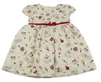 Krémové šaty s obrázkami