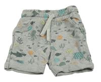 Sivé melírované teplákové kraťasy s mořskými živočichy Topomini