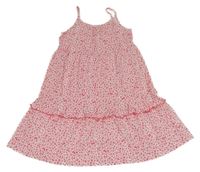 Bielo-červené kvetované bavlnené šaty s jahodami Kids