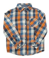 Modro-cihlovo-bílá kostkovaná košile C&A