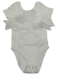 Smetanové žebrované body s tylem Zara