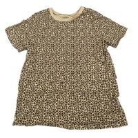 Béžovo-čierne tričko s leopardím vzorom Next