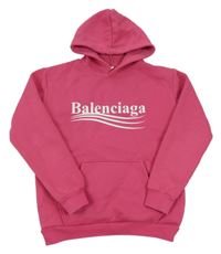 Tmavoružová mikina s nápisom a kapucí Balenciaga