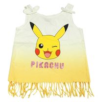 Bielo-žltý ombré top s Pikachu a strapcemi C&A