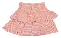 Neónově oranžovo-biela pruhovaná bavlnená vrstvená sukňa H&M