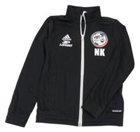 Černá sportovní propínací funkční mikina s potiskem Adidas