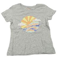 Svetlosivé melírované tričko s potlačou Primark