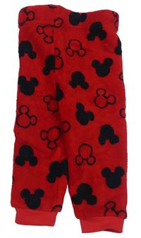 Červené chlupaté pyžamové kalhoty s Mickeym Primark