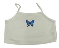 Biely crop top s motýlkom shein
