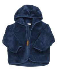 Tmavomodrá chlpatá prepínaci mikina s kapucňou H&M