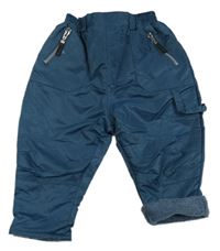 Petrolejové šusťákové zateplené kalhoty 