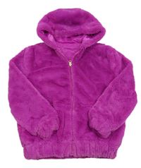 Purpurová chlpatá podšitá bunda s kapucňou St. Bernard