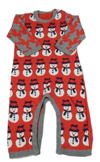 Červený pletený overal se sněhuláky George