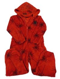 Červená chlpatá kombinéza s pavouky a kapucí - Spiderman Marvel