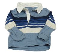 Modro-tmavomodro-biele pruhované polo tričko Primark