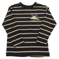 Hnědo-béžové pruhované triko s horami dunnes