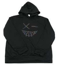 Čierna mikina s potlačou a kapucňou shein