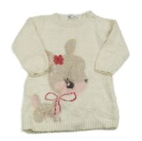 Smotanové chlpaté svetrové šaty s kolouškem Minoti